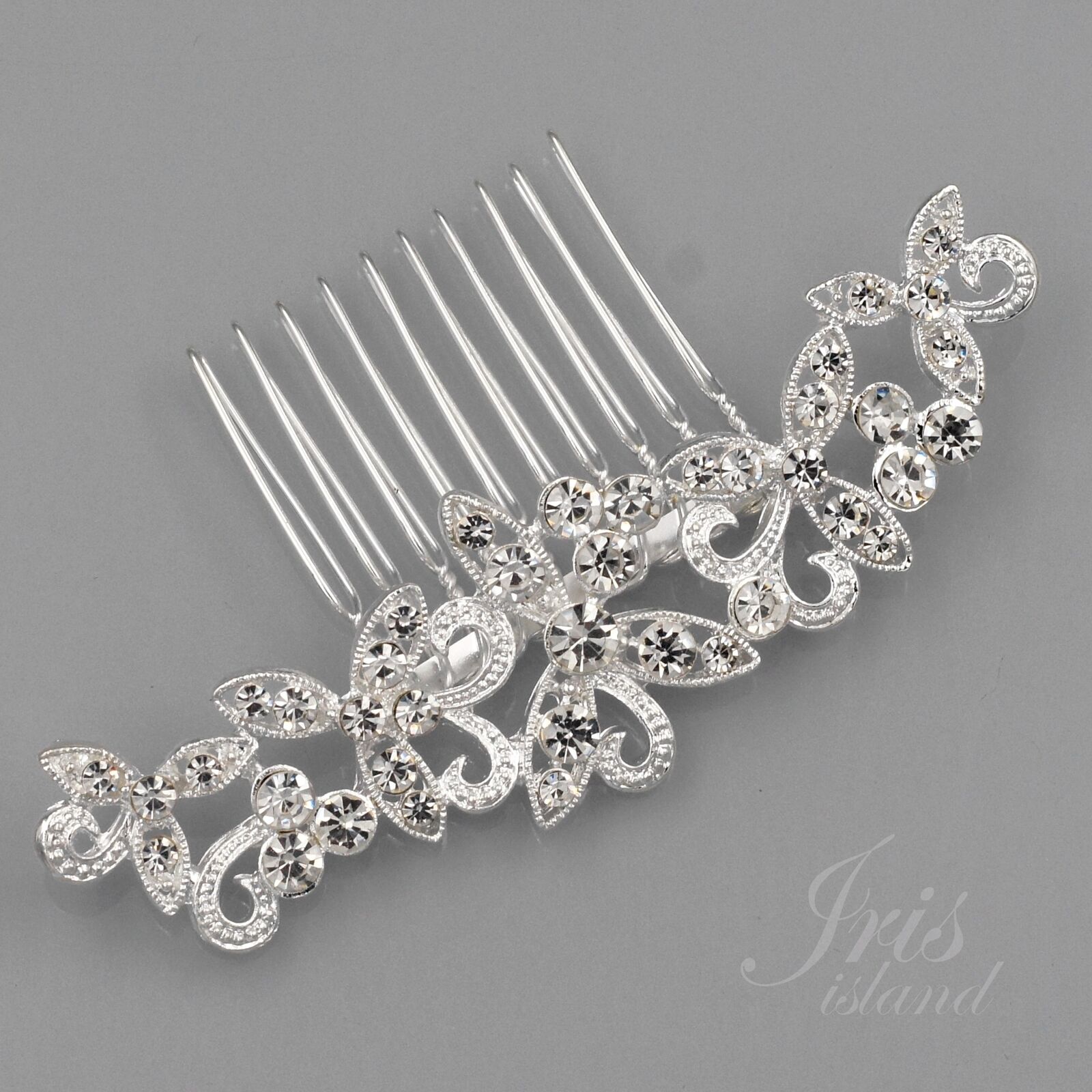 Bridal Hair Comb Clear Crystal Headpiece Wedding Hair Accessories 05320 Silver