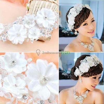 Pearl Flower Crystal Rhinestone Party Wedding Bridal Headband Hair Band Tiara